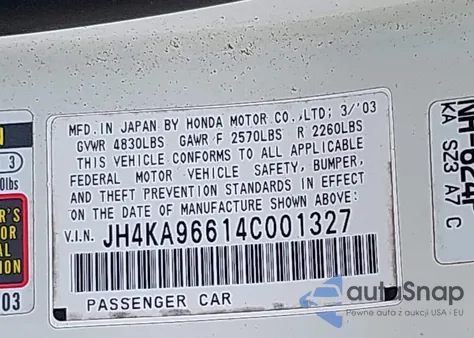 2004 Acura Rl 3.5 из США, поврежденный, VIN JH4KA96614C001327